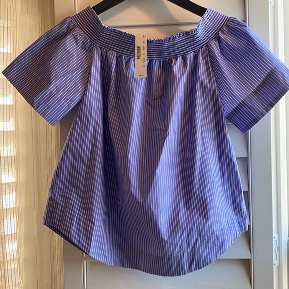 J.Crew off the shoulder top in stripe - Picture 2 of 5